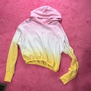 Victoria Secret Sport pink/white/yellow ombre crop hoodie